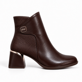 Ankle Boot Mid Heel Leather Distinctive design R-29