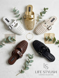 Mules Leather With Buckle Elegant SB-704