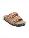 slippers leather flat Double strap with buckles SL-237