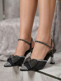 Shoes Heels Mesh With Bow And Embrodied F-616