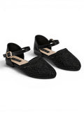 Sandals Flat Burlap And Leather With Buckle SF-59
