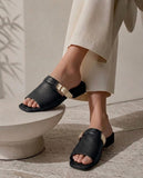 Slippers Leather Elegant With Buckle - SL-218