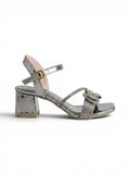 sandal heeled leather Shiny with diamond straps SN-817