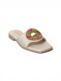 slippers satin flat With a round, studded accessory SL-233