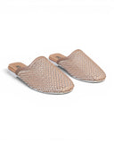 Mule flat leather Diamond-studded mesh design SB-706