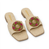 slippers satin flat With a round, studded accessory SL-233