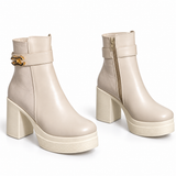 Ankle Boot Leather High heel With Crocodile skin pattern details E-114
