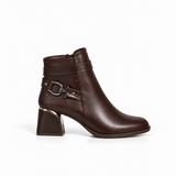 Ankle Boot Women's Leather Mid Heel With side belt R-31