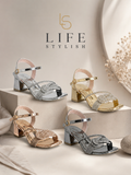 sandal heeled leather Shiny with diamond straps SN-817
