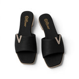 slippers satin flat With a shiny V-shaped embellishment SL-234