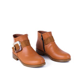 Ankle Boot Flat Leather With Buckle -G-27