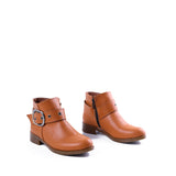 Ankle Boot Leather Flat With Buckle G-33