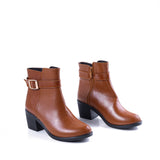 Ankle Boot Heels Leather With Buckle R-18