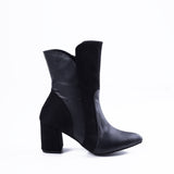 Leather And Suede Heel Boot L-106
