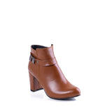 Ankle Boot Heels Leather With Zipper R-19