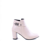 Ankle Boot Heels Leather With Zipper R-19