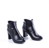 Ankle Boot Heels Leather With Zipper R-19