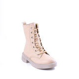 Ankle Boot Mid Heels Leather With Zipper E-96