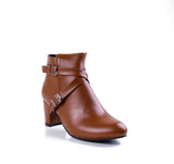 Ankle Boot Heels Leather With Accessories R-21