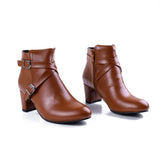 Ankle Boot Heels Leather With Accessories R-21
