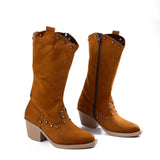 Boots Mid Calf Suede Mid Heels LB-27