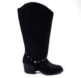 Knee-High Suede Boots - Elegant Beige Mid-Heels LB-30