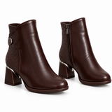 Ankle Boot Mid Heel Leather Distinctive design R-29