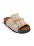 Slippers flat Fabric With double buckle SL-241