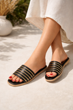 Slipper Flat Leather With Gold Stripes SL-200