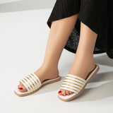 Slipper Flat Leather With Gold Stripes SL-200