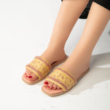 Slipper Flat Leather With Purlap SL-199