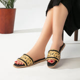 Slipper Flat Leather With Purlap SL-199
