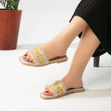 Slipper Flat Leather With Purlap SL-199