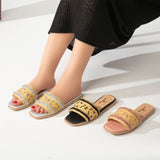 Slipper Flat Leather With Purlap SL-199
