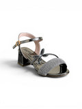 sandal heeled leather Shiny with butterfly SN-818