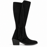 Long Boot Suede Mid heel With and long side fringes LB-59