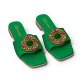 slippers satin flat With a round, studded accessory SL-233