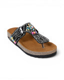 Slippers Flat Leather With a toe cap studded with colorful stones SL-244
