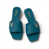 slippers satin flat With a shiny V-shaped embellishment SL-234