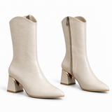 Ankle Boot Leather Crocodile Mid Heel an elegant design L-119