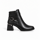 Ankle Boot Women's Leather Mid Heel With side belt R-31