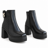Ankle Boot Leather High heel With braided side details E-115
