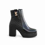 Ankle Boot Leather High heel With braided side details E-115