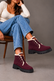 Ankle Boot Suede Mid heel winter style Fur-lined With front laces AG-4