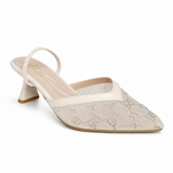 Shoes Heels Mesh Embroidered With Strap Elastic F-626