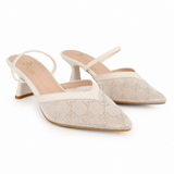 Shoes Heels Mesh Embroidered With Strap Elastic F-626