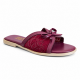 Slipper Flat Leather And Dentelle With Bow SL-250
