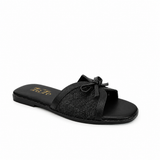 Slipper Flat Leather And Dentelle With Bow SL-250