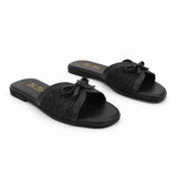 Slipper Flat Leather And Dentelle With Bow SL-250