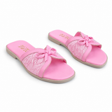 Slipper Flat Leather And Dentelle With Bow SL-250